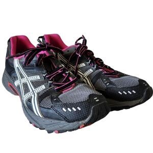 Womens ASICS Gel Venture 3 Size 8.5 Trail Running Shoes Black Pink Sneaker